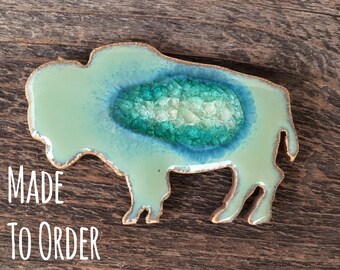 BUFFALO GEODE CRACKLE Magnet: Custom Magnet, Bison Magnet, Refrigerator Magnet, Geode Magnet, Personalized Buffalo Magnet