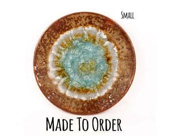 SMALL CENTERPIECE GEODE Crackle Plate Made to Order: Fused Glass Platter, Ceramic Platter, Handmade Ceramic Centerpiece, Ceramic Plate