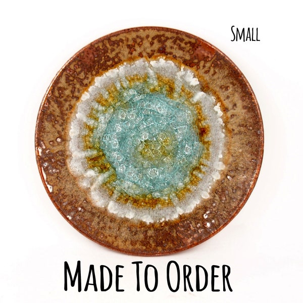 SMALL CENTERPIECE GEODE Crackle Plate Made to Order: Fused Glass Platter, Ceramic Platter, Handmade Ceramic Centerpiece, Ceramic Plate
