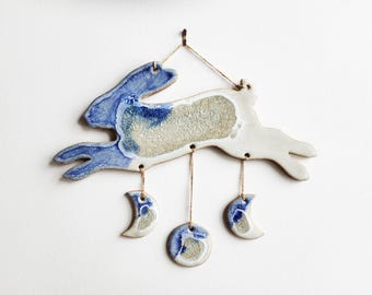 Leaping Rabbit Moon Wall Hanging