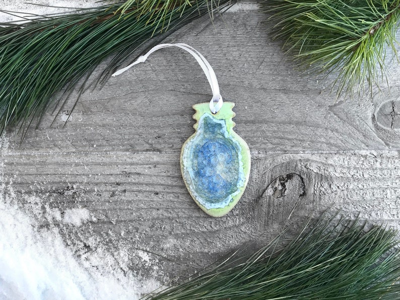 Ceramic Holiday Light Bulb Ornament Etsy