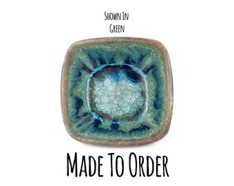 GEODE CRACKLE CANDY Dish Made to Order: Candy Dish, Square Dish, Square Bowl, Crackle Glass, Fused Glass, Stoneware Pottery, Dock 6 Pottery