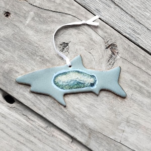 Shark Ornament Handmade Ceramic Geode