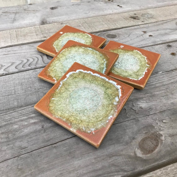 Geode Crackle Coaster Pumpkin Ceramic Geode Coaster