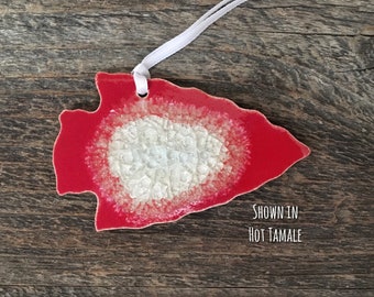 Arrowhead Ornament: Geode Crackle, D6 Ornament, Dock 6 Ornament, Christmas Ornament, Geode Ornament, Kansas City Arrowhead Ornament, Dock 6