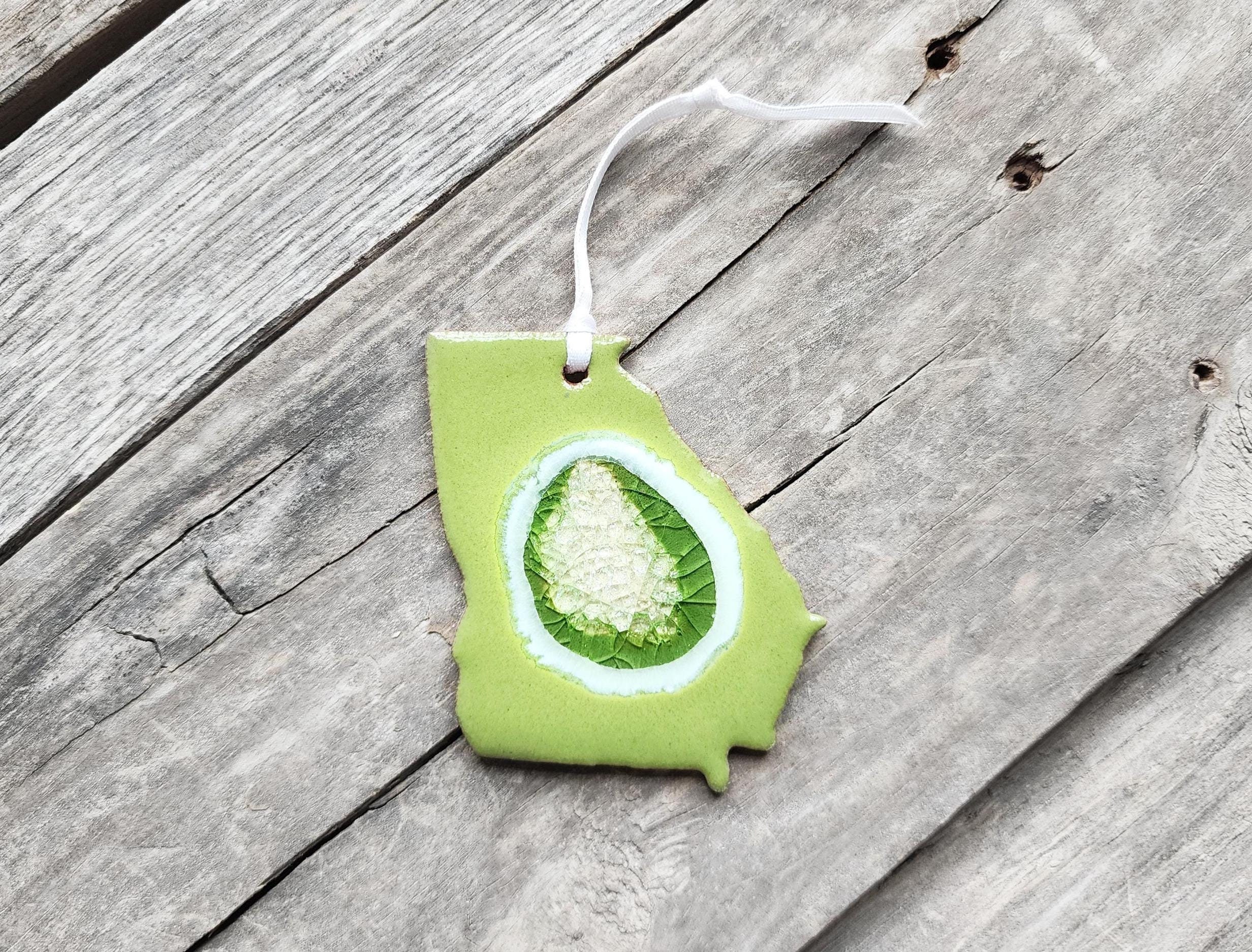 Georgia State Ornament Handmade Ceramic Geode