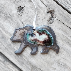 Bear Ornament Handmade Ceramic Geode