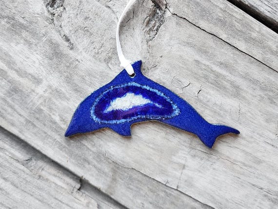 Dolphin Ornament Handmade Ceramic Geode