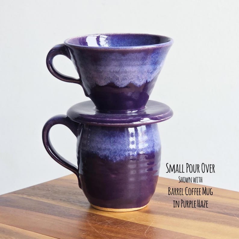 Coffee Pour Over Set - Handmade Ceramic Small w/ Barrel Mug
