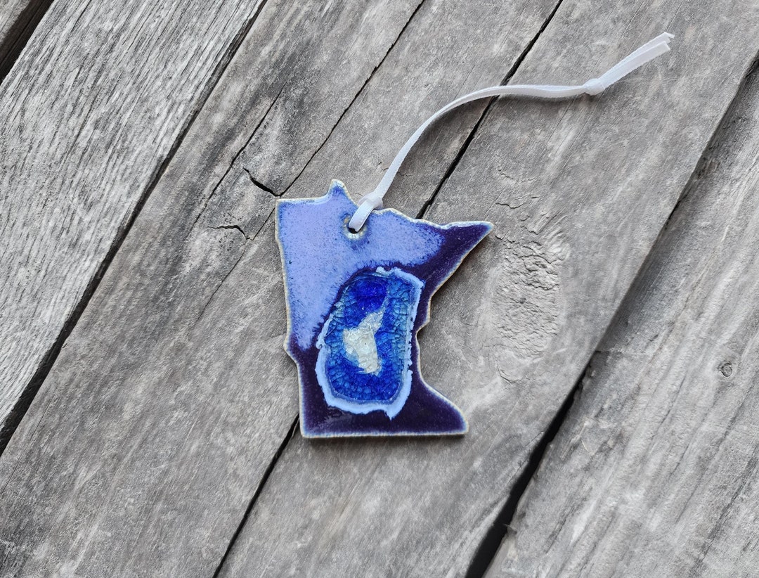 Minnesota State Shaped Ornament Geode Ceramic Handmade - Etsy