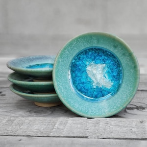Handmade Small Pottery Ring Dish Geode Trinket Dish