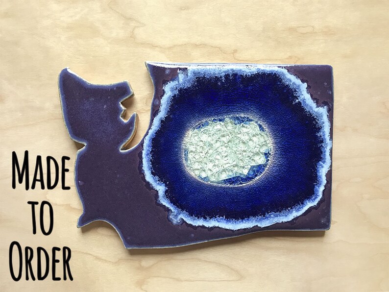Geode Trivet Washington Trivet Personalized Trivet State Shaped Trivet WASHINGTON GEODE CRACKLE Trivet: Custom Washington Trivet