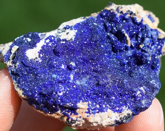 Azurite and Malachite on Matrix Crystal Display Specimen - Vibrant Blue Natural Raw Azurite - 30 grams, Mexico - Megaqhron - Sparkly Crystal