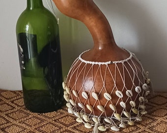 Ghana/Togo-style netted gourd rattle (Ewe axatse)