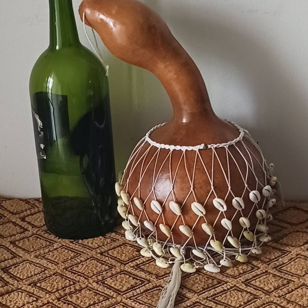 Ghana/Togo-style netted gourd rattle (Ewe axatse)