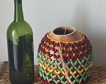 Ghana-style netted gourd rattle (akasa): medium