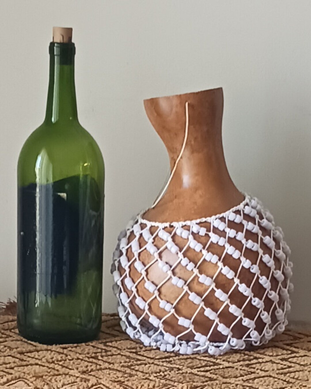 Sèkèrè medium Yorubastyle Netted Gourd Rattle Etsy