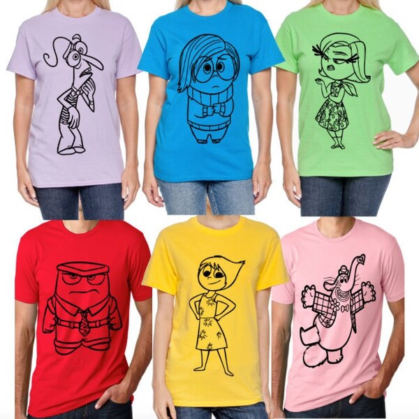 Camiseta de Disney para adultos, jóvenes y niños pequeños: Alegría, tristeza, disgusto, miedo, ira. Camiseta de Disney para Bing Bong