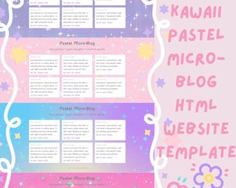 Kawaii Website Template HTML CSS Neocities Whimsical Y2k Retro Pixel Anime Pastel
