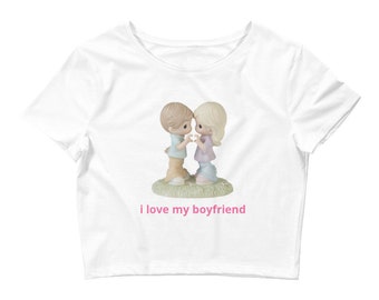 I Love my Boyfriend Women’s Crop Tee relationship kawaii precious moments omighty soulmate