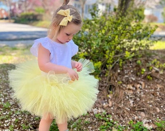 Pale Yellow Baby Tutu for Spring or Summer Photos, First Birthday Tulle Skirt