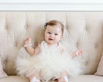 Ivory Fluffy Tutu for Babies and Toddlers, First Birthday Tutu - The Evelyn