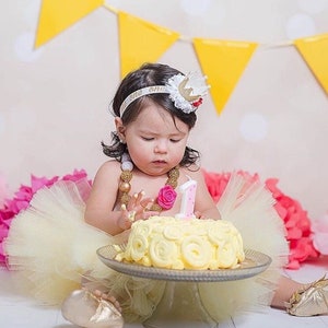 Light Yellow Baby Tutu, Spring Tutu For Baby, Yellow Birthday Tutu, Cake Smash Tutu, Pale Yellow Baby Tutu, Fluffy Yellow Tutu