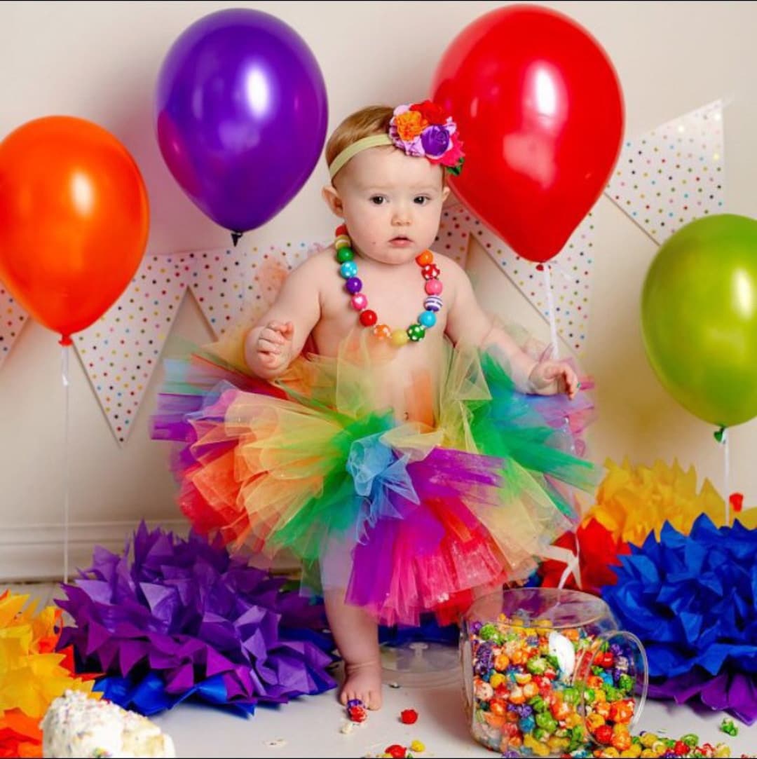 Rainbow Tutu, Baby Birthday Tutu, Bright Rainbow Tutu, Girls Tutu, Fluffy  Baby Tutu, First Birthday Tutu, Toddler Tutu, Colorful Tutu - Main Image