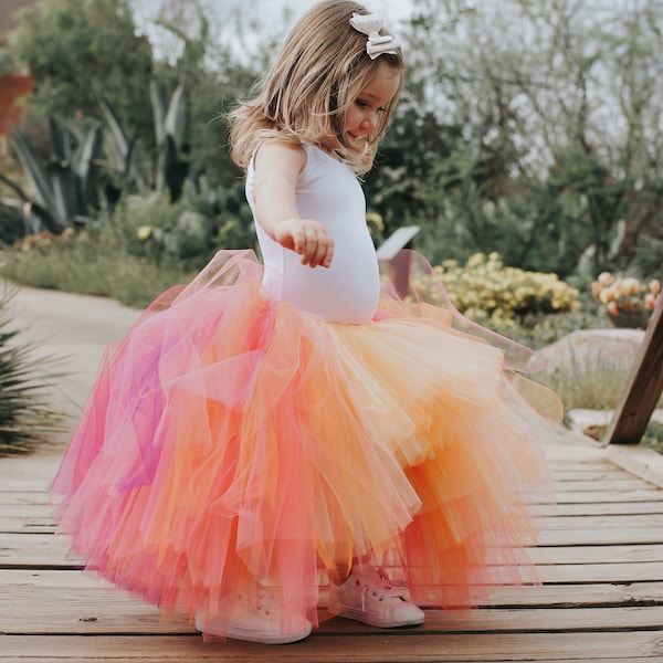 Summer Sunset Ombre Tutu, Yellow, Orange and Garnet Tutu, Baby Tutu Skirt, High Low Girl Tutu, Fluffy Girl Tutu, Bright Tutu