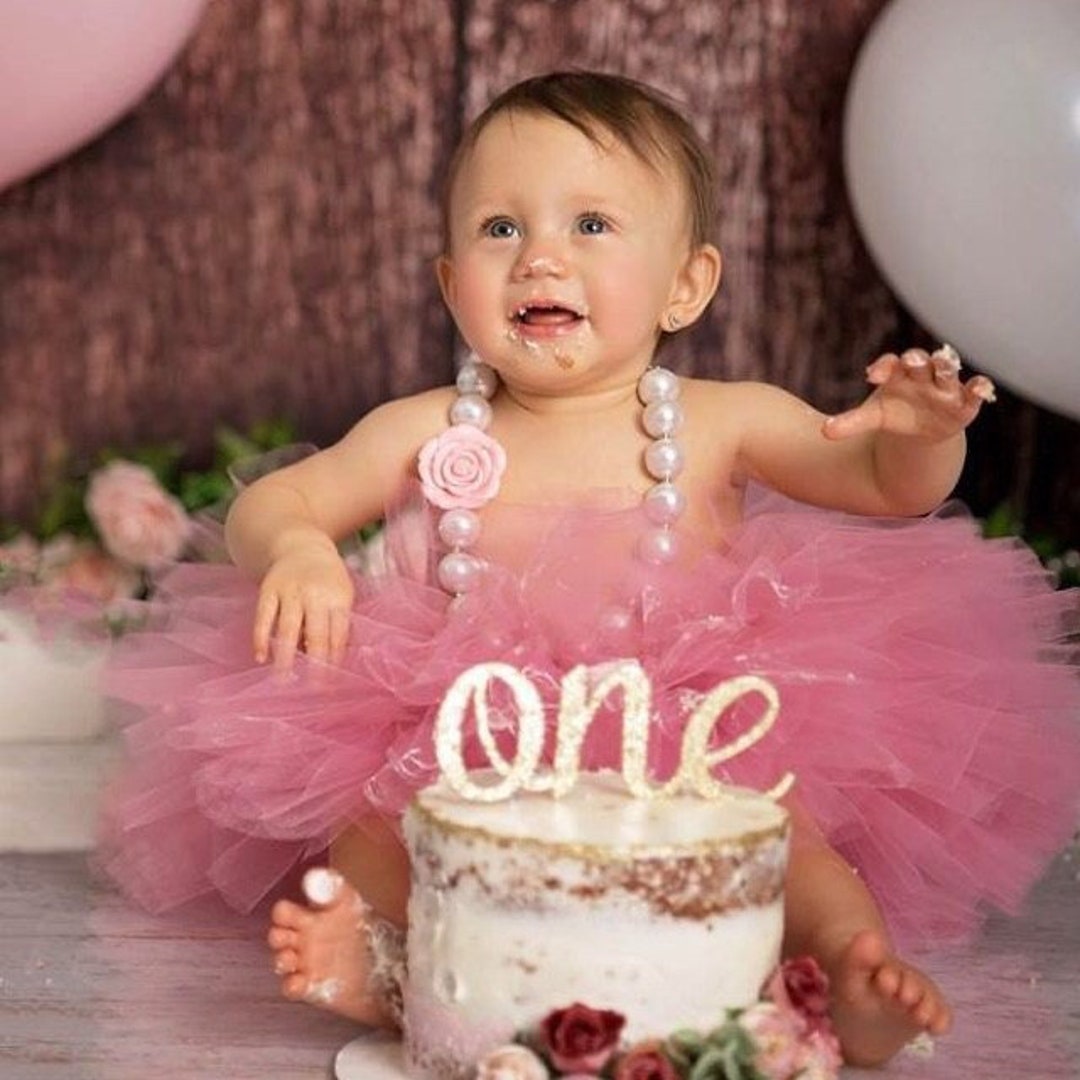 Rose Baby Tutu, Rose Pink Tutu, First Birthday Tutu, Fluffy Tutu for