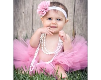 Dusty Rose Fluffy Baby Tutu, Tulle Skirt for Cake Smash or Birthdays