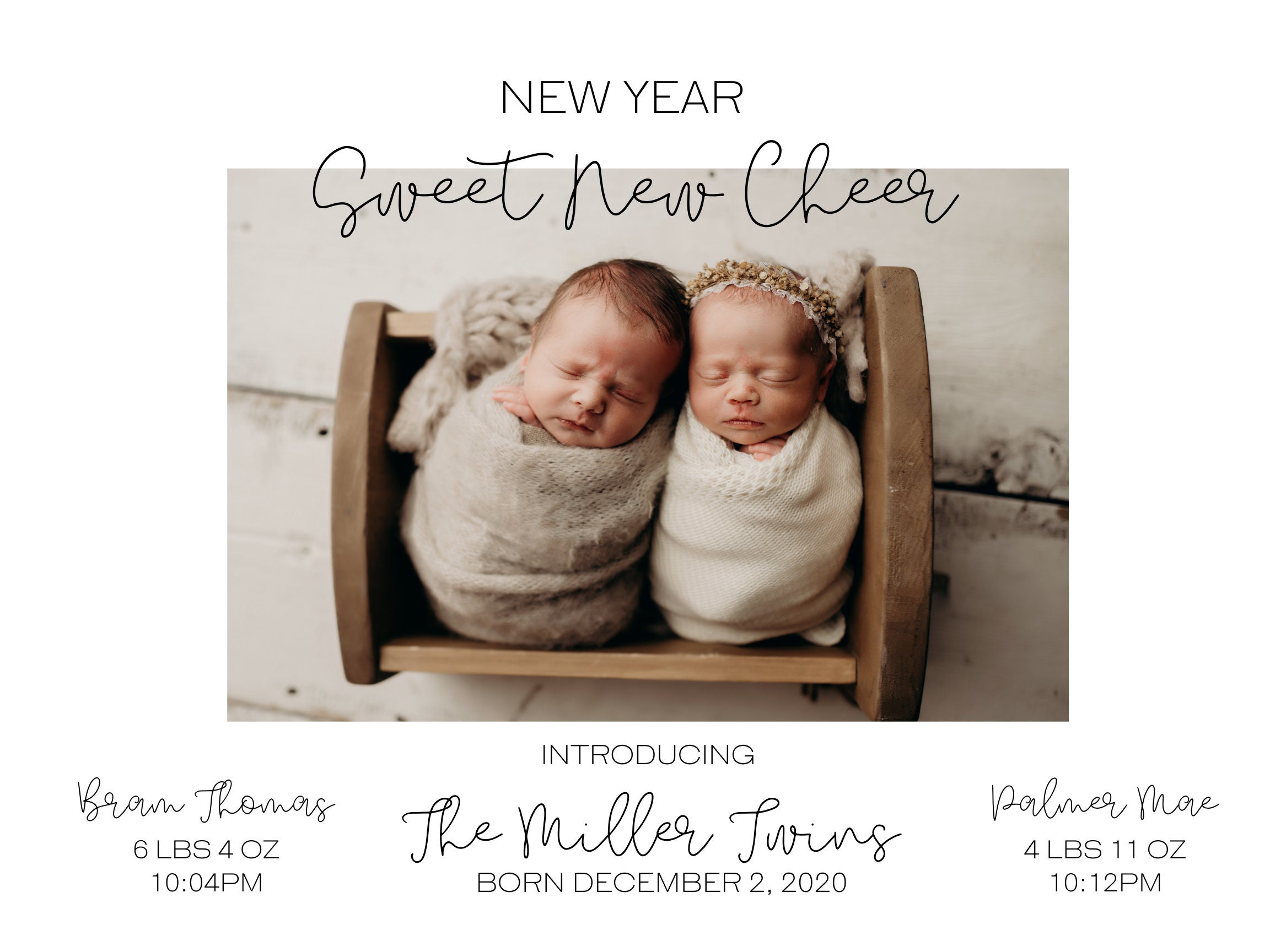 Twin Announcement Customizable Print Etsy