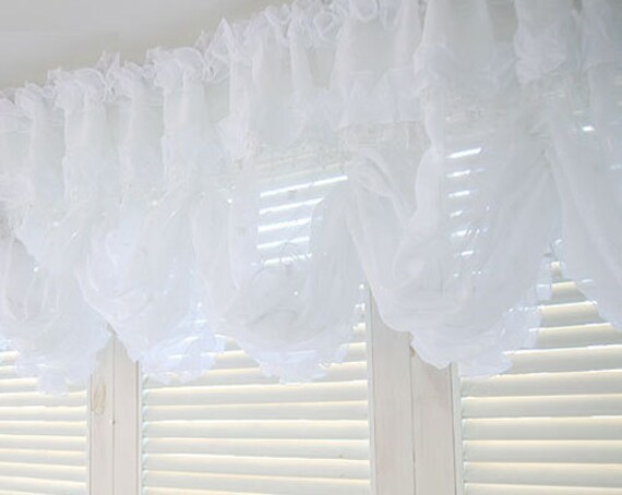 Large Balloon Shades Valance Curtain White Beads Window Etsy