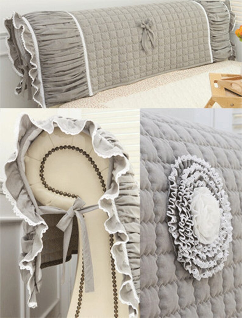 Cotton Bed Headboard Slipcover Quilted Hood Head Cover Padded Etsy