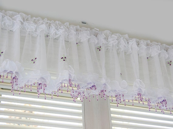 Purple Beads Valance Curtain Pink Purple Sheer Window Etsy