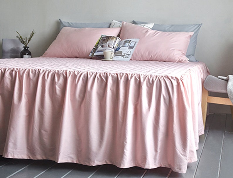 Bed Skirts Dust Ruffle Wrap Around Elastic Pad Bedspread Cover Image 0