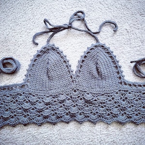 Dark Gray Shell Adjustable Halter Crop Top