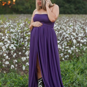Open Front Jersey Maternity Gown / Photo Prop Plum Color Shown - Etsy