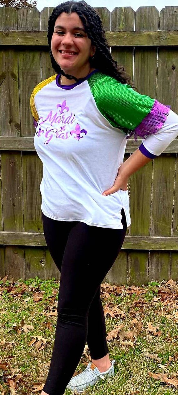 Sequin mardi top gras leggings