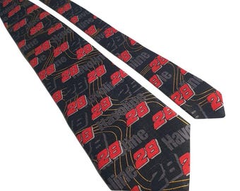 NASCAR RM Sport Licensed Tie Black Red Texaco Havoline Number 28 Racing Pattern