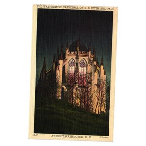 Cartolina d'epoca Washington Cathedral SS Peter Paul Night DC non pubblicata