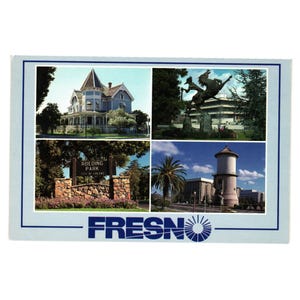 Cartolina d'epoca di Fresno, California, Roeding Fresno Watertower, scultura Sassoon