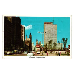 Vintage Michigan Avenue North Postcard Chicago 1961 Roadside Attraction Vacation