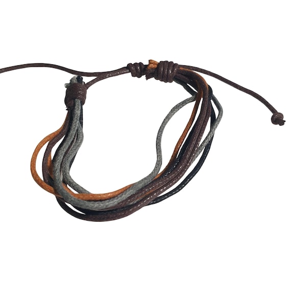 Multicolor Leather Adjustable Bracelet Handmade U… - image 1