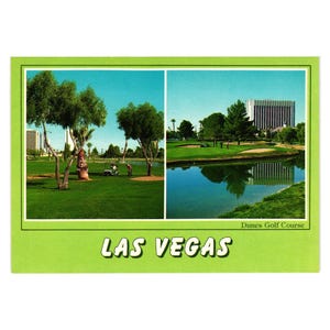 Campo de golfe Las Vegas Dunes Cartão postal vintage Hotel Casino Country Club Nevada