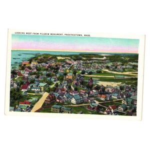 Cartolina d'epoca di Provincetown, MA, con vista sul monumento del pellegrino, Hawthorne Art Linen