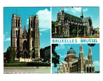 Brussels Belgium Multiview Architecture Vintage Postcard Cathedrals Basilica