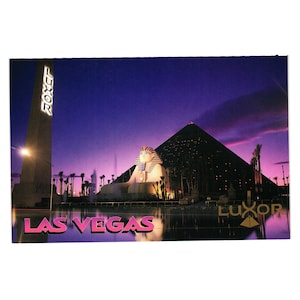 Vintage Postcard Las Vegas Luxor Hotel Casino Vacation Gambling Evening Purple