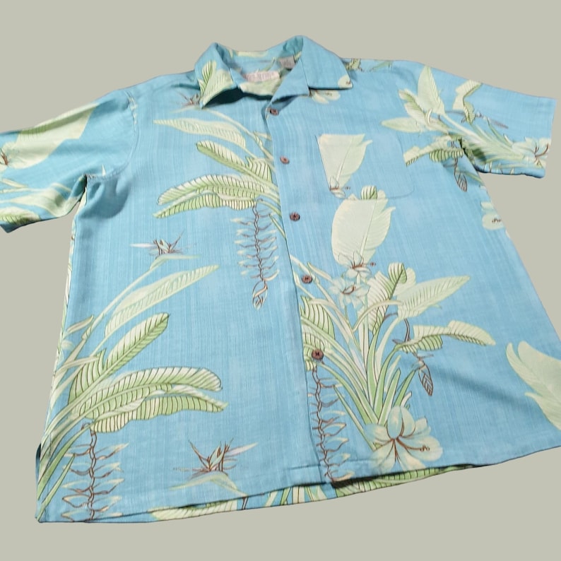 ISLAND REPUBLIC Short Sleeve Open Collar Rayon Shirt Men's L /eaa444656