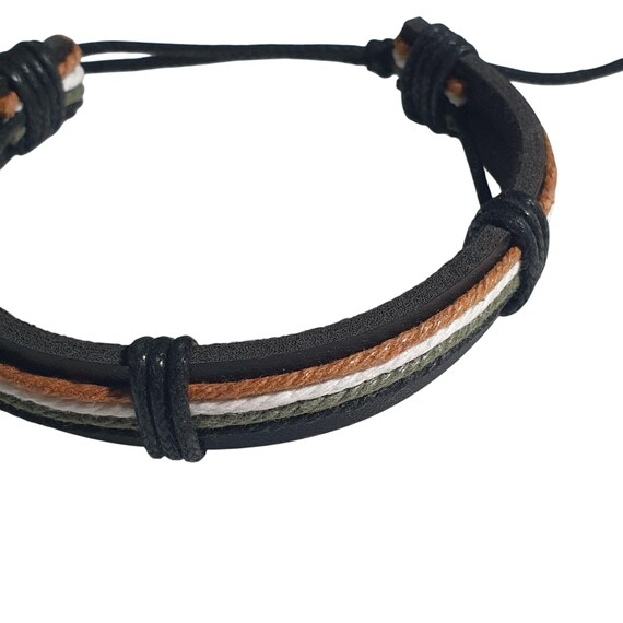 Leather Adjustable Bracelet Multicolor Strand Cas… - image 3